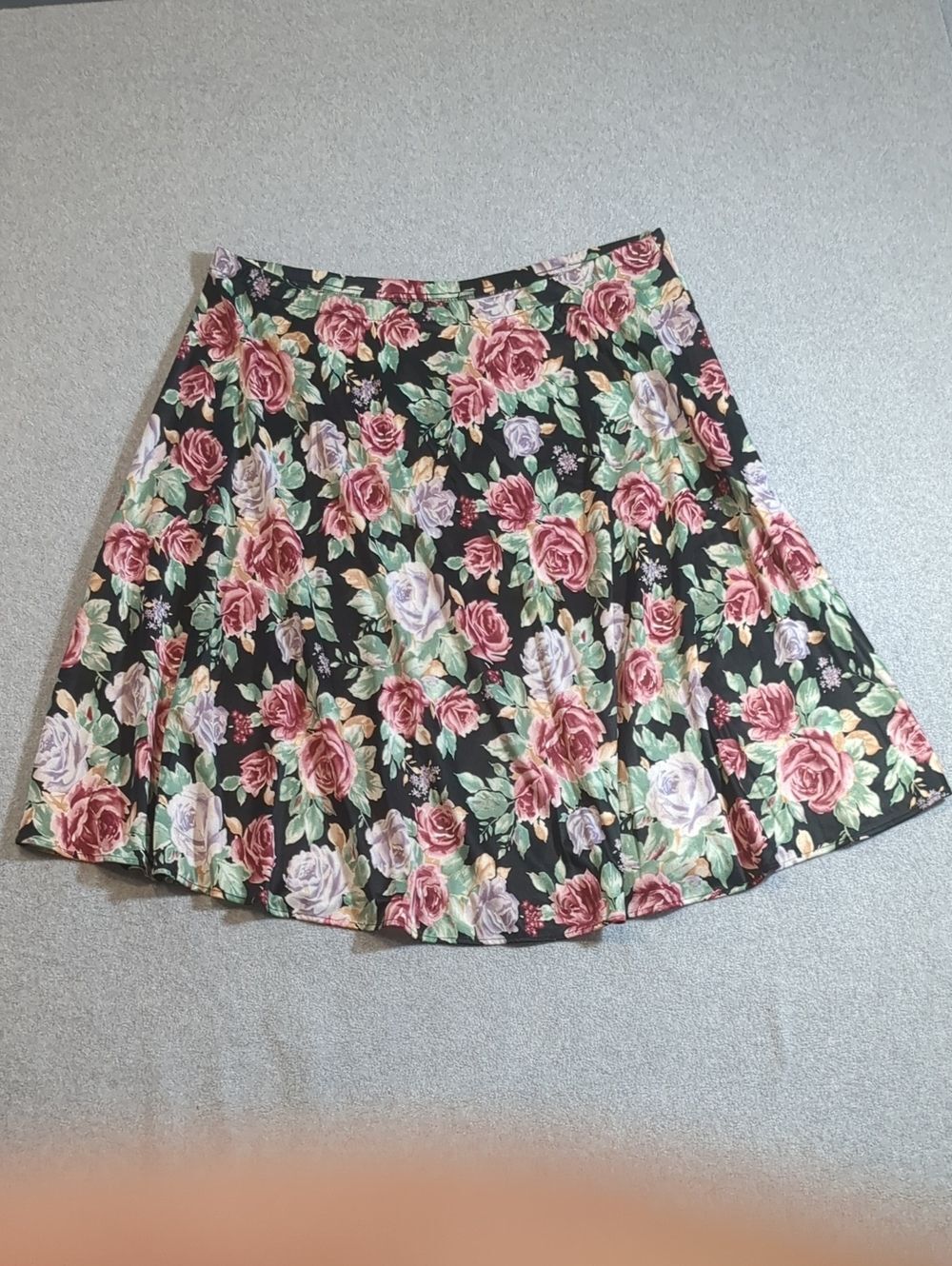 Vintage Whirlaway Frocks Cabbage Rose Floral Elastic Waist Skirt Plus 20 WP